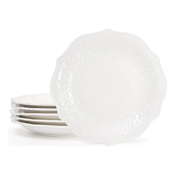 Conjunto De Porcelana Clara Y Elegante: 6 Piezas Y 10 Platos