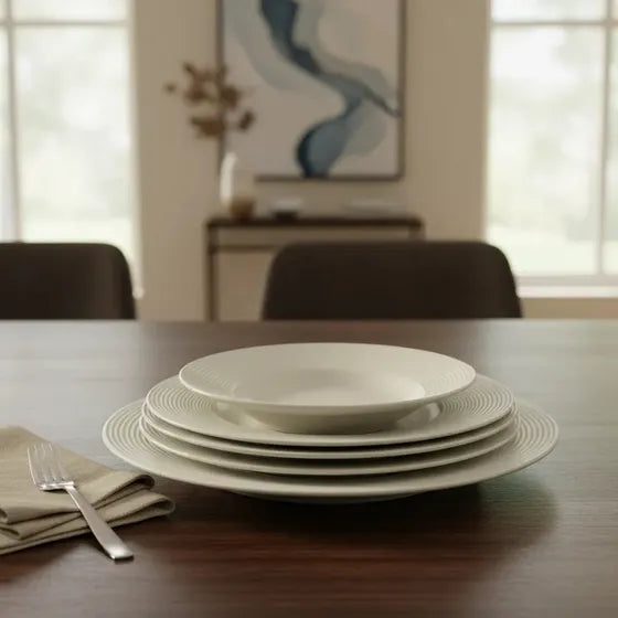 Set X 18 Platos Playos Hondo Porcelana Premium Baralee Wish Crema Crema