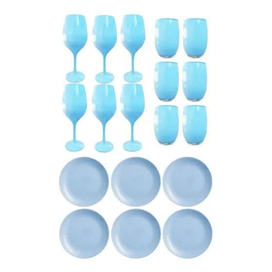 Copa Barone + Vaso Mikonos + Plato Playo Diwali X18 Pz Cuota