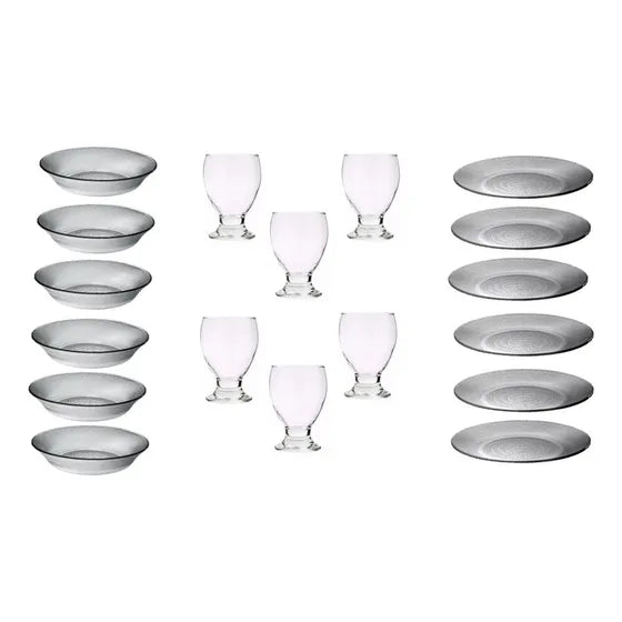 6 Platos Playos +6 Platos Hondos +6 Vaso Varios Modelo