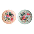 De 4 Platos Playos Grandes Y Hermosos - Melamina 27cm Color Flores: 2 Rosa, 2 Menta