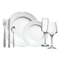 Juego Vajilla Fiestas Platos + Copas + Cubiertos X28 Piezas Blanco Mozart
