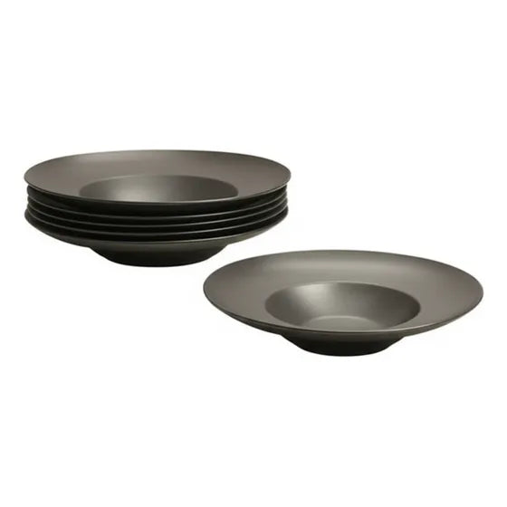 Set 18 Platos Gourmet Porcelana Fineplus Negro Coupe Baralee Negro Negro